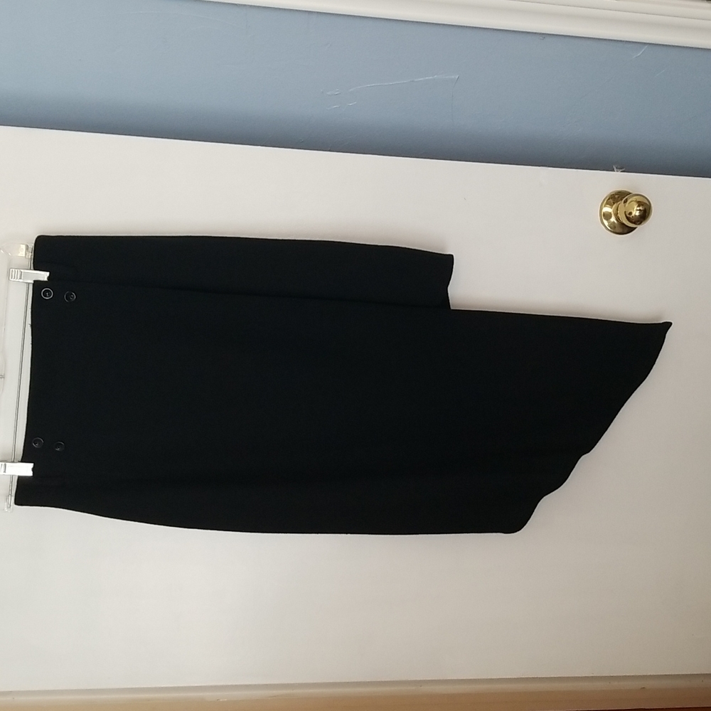 Yvonne La Fleur New Orleans Black Wool wrap skirt uneven hem size 8